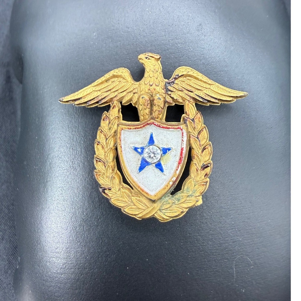 WWII ERA US MILITARY ARMY SWEETHEART BROOCH PIN EARLY PLASTIC RHINESTONE RARE